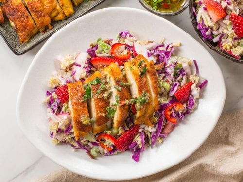 Keto Chicken Thighs With Crunchy Coleslaw Recipe Flavcity With Bobby Parrish