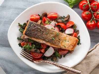 Keto Recipe For Crispy Skin Salmon & Veggies | FlavCity ...