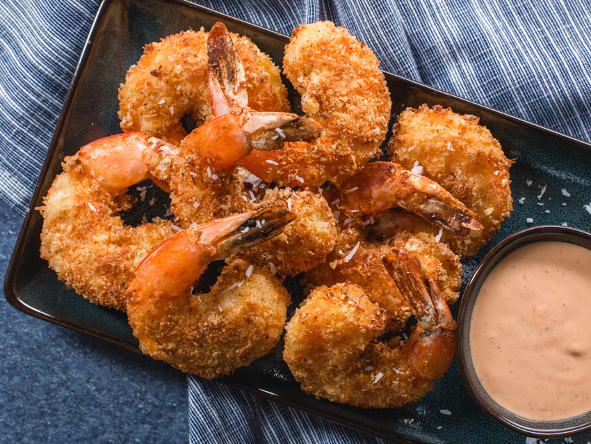 Low Carb Coconut Shrimp with Dipping Sauce - Pan Fried and Air Fyer