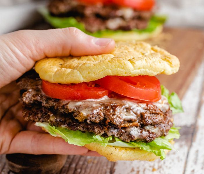 Double Smash Chesseburgers Low Carb Cloud Bread Bun